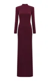 The New Arrivals Ilkyaz Ozel Venom Mock Neck Gown In Burgundy