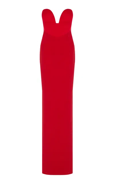 The New Arrivals Ilkyaz Ozel Vera Bow-detailed Satin Maxi Dress In Red