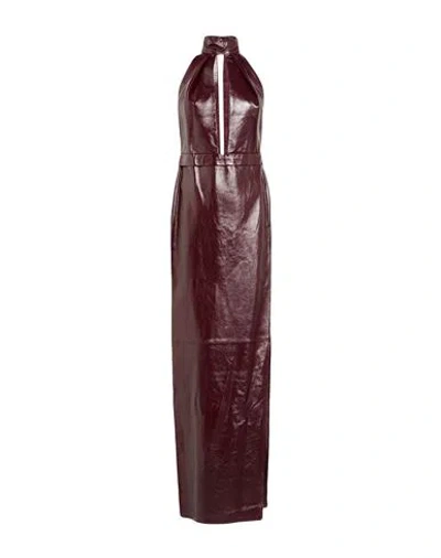 The New Arrivals Ilkyaz Ozel Woman Maxi Dress Burgundy Size 8 Lambskin In Red
