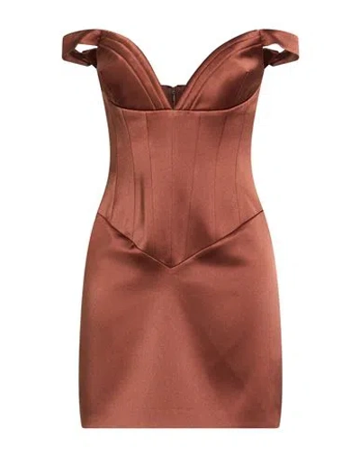The New Arrivals Ilkyaz Ozel Woman Mini Dress Brown Size 6 Pes