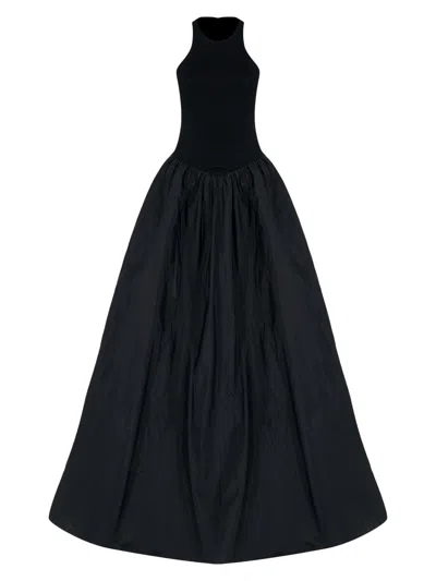 The New Arrivals Ilkyaz Ozel Women's Cate Silk Fit-and-flare Sleeveless Gown In Black