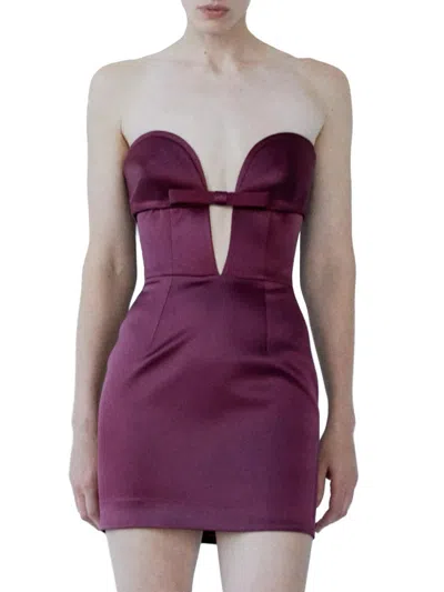 The New Arrivals Ilkyaz Ozel Women's Eros Satin Corset Minidress In Burgundy