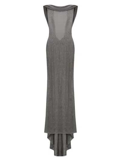 The New Arrivals Ilkyaz Ozel Women's Jeanne Metallic Knit Cowl Neck Gown In Multi