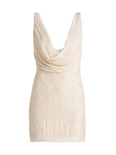The New Arrivals Ilkyaz Ozel Women's Lydia Sequined Cowlneck Minidress In White