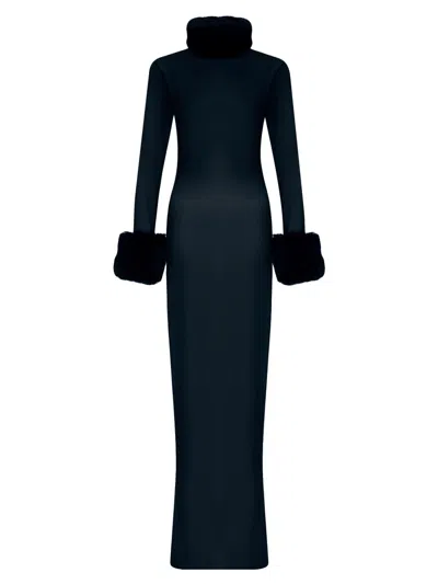 The New Arrivals Ilkyaz Ozel Women's Priscilla Silk & Faux-fur Gown In Blue