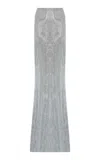 The New Arrivals Ilkyaz Ozel Zada Hotfix Maxi Skirt In Silver