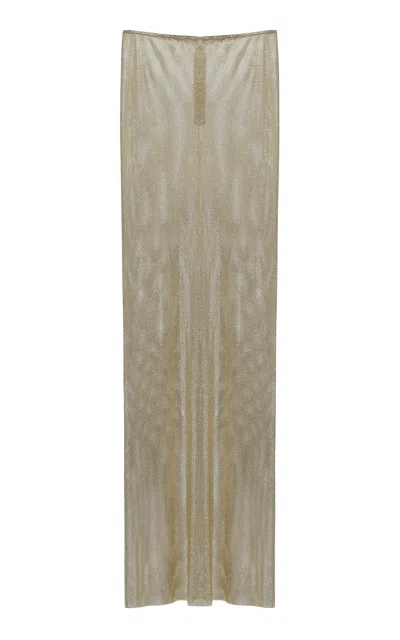 The New Arrivals Ilkyaz Ozel Zada Low-rise Maxi Skirt In Gold