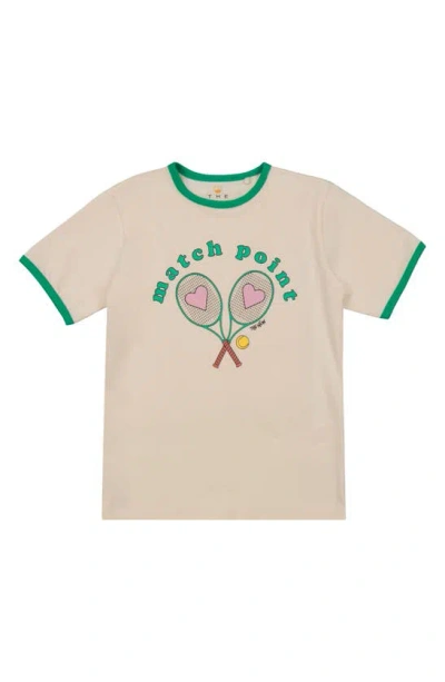 The New Kids' Kelly Tennis Graphic Ringer T-shirt In White Swan