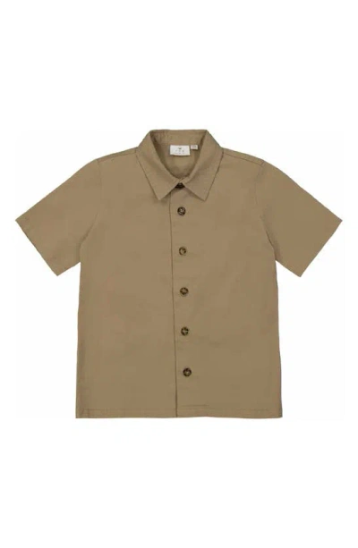 The New Kids' Kristian Short Sleeve Cotton Button-up Shirt In Cornstalk