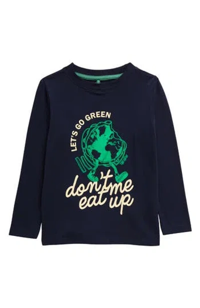 The New Kids' Let's Go Long Sleeve Cotton Graphic T-shirt In Navy Blazer