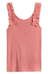 The New Kids' Lotus Rib Frill Sleeveless Top In Pink