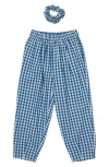 The New Kids' Nally Carrot Gingham Pants & Scrunchie Set In Daphne Check