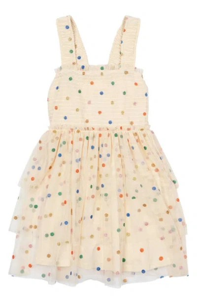 The New Kids' Naria Polka Dot Party Dress In White Swan