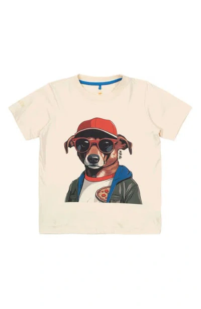 The New Kids' Nevin Hound Cotton Graphic T-shirt In White Swan
