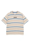 The New Kids' Nicky Oversize Stripe Organic Cotton T-shirt In Feather Gray Striped