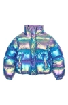 The New Kids' Paris Iridescent Puffer Jacket In Silver