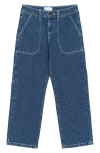 The New Kids' Parks Contrast Stitch Straight Leg Jeans In Blue