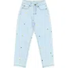 The New Kids' Porscha Floral Embroidered Mom Jeans In Blue