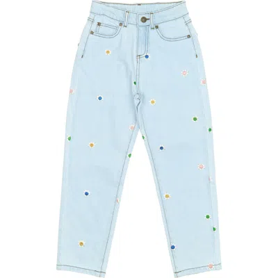 The New Kids' Porscha Floral Embroidered Mom Jeans In Blue