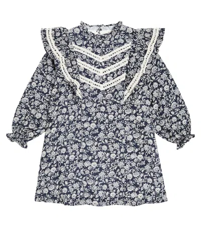 The New Society Kids' Adelaine Floral Lace-trimmed Dress In White