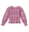 The New Society Adriana Checked Shirred Cotton Top In Multi