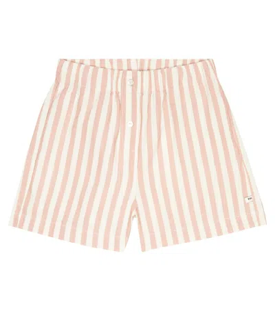 The New Society Kids' Ambra Striped Cotton And Linen Shorts In Arguilla Stripes