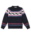 The New Society Andy Jacquard Wool-blend Sweater In Blue