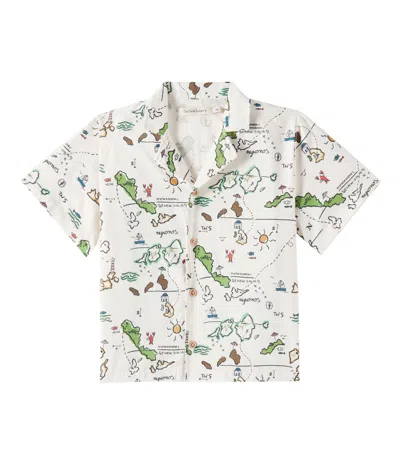 The New Society Kids' Arkoi Printed Cotton Shirt In White