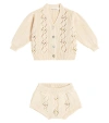 THE NEW SOCIETY BABY AMBROSE COTTON CARDIGAN AND BLOOMERS SET