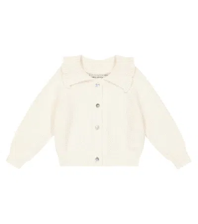 The New Society Baby Antonella Cotton Cardigan In Off White