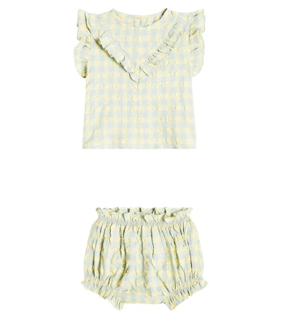The New Society Baby Canyon Cotton-blend Top And Bloomers Set In Grün