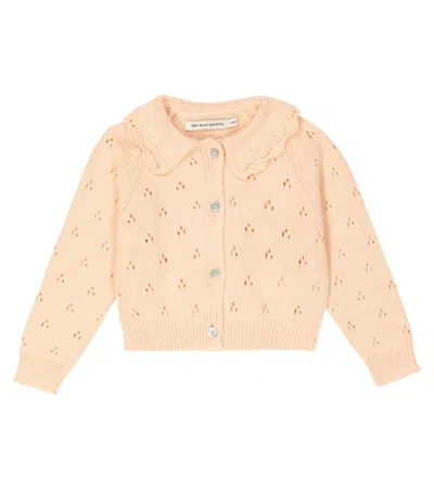 The New Society Baby Cleo Pointelle Cotton Cardigan In Bellini