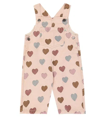 The New Society Baby Elaine Printed Denim Overalls In Blue