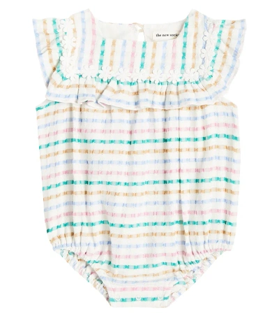 The New Society Baby Figueroa Striped Cotton Playsuit In Multicoloured
