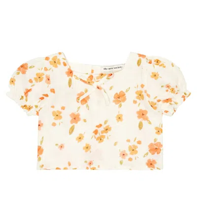 The New Society Baby Fiorella Cotton Blouse In Fiorella Flower Print
