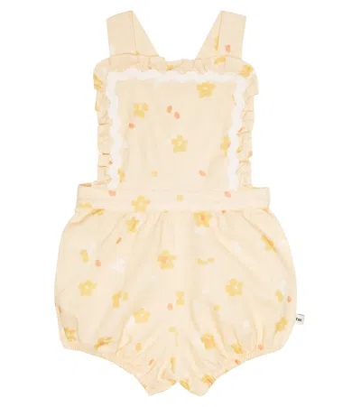 The New Society Baby Limoncello Linen And Cotton Romper In Limoncello Fiore Print