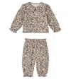 The New Society Baby Nelia Cotton Blouse And Pants Set In Brown