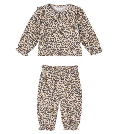 The New Society Baby Nelia Cotton Blouse And Pants Set In Multi