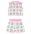 The New Society Baby Nikaia Crochet Cotton Top And Shorts Set In Multicoloured