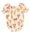 The New Society Baby Palermo Linen And Cotton Bodysuit In Palermo Print