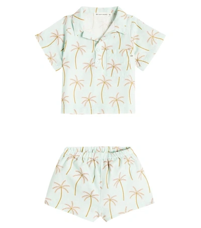 The New Society Baby Set Palm Spring Aus Hemd Und Shorts In Blau