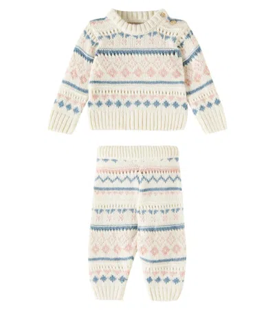 The New Society Baby Polaris Jacquard Sweater And Pants Set In Weiss
