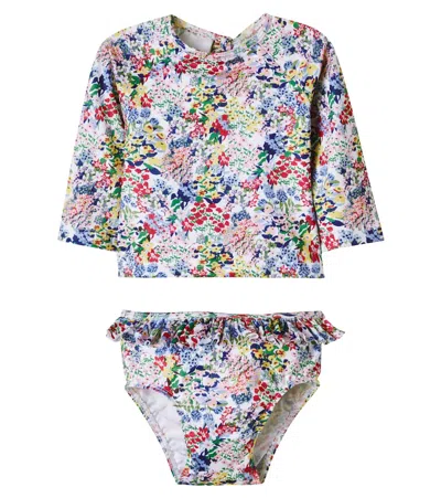 The New Society Baby Verbena Two-piece Rashguard Swimsuit In Animal Print