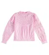 The New Society Broderie Anglaise Cotton Blouse In Pink