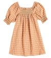The New Society Canyon Checked Cotton-blend Dress In Orange