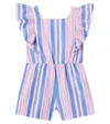 The New Society Chara Striped Cotton Playsuit In Hibiscus