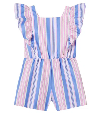 The New Society Kids' Chara Striped Cotton Playsuit In Hibiscus