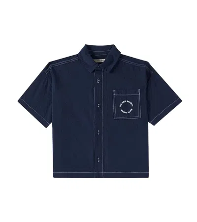 The New Society Kids' Corinto Cotton Straight Pants In Navy