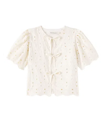 The New Society Kids' Besticktes Top Creta Aus Einem Baumwollgemisch In Gelb 