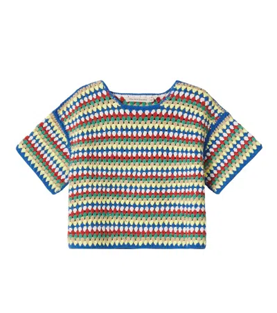 The New Society Kids' Crochet Cotton Top In Multicoloured